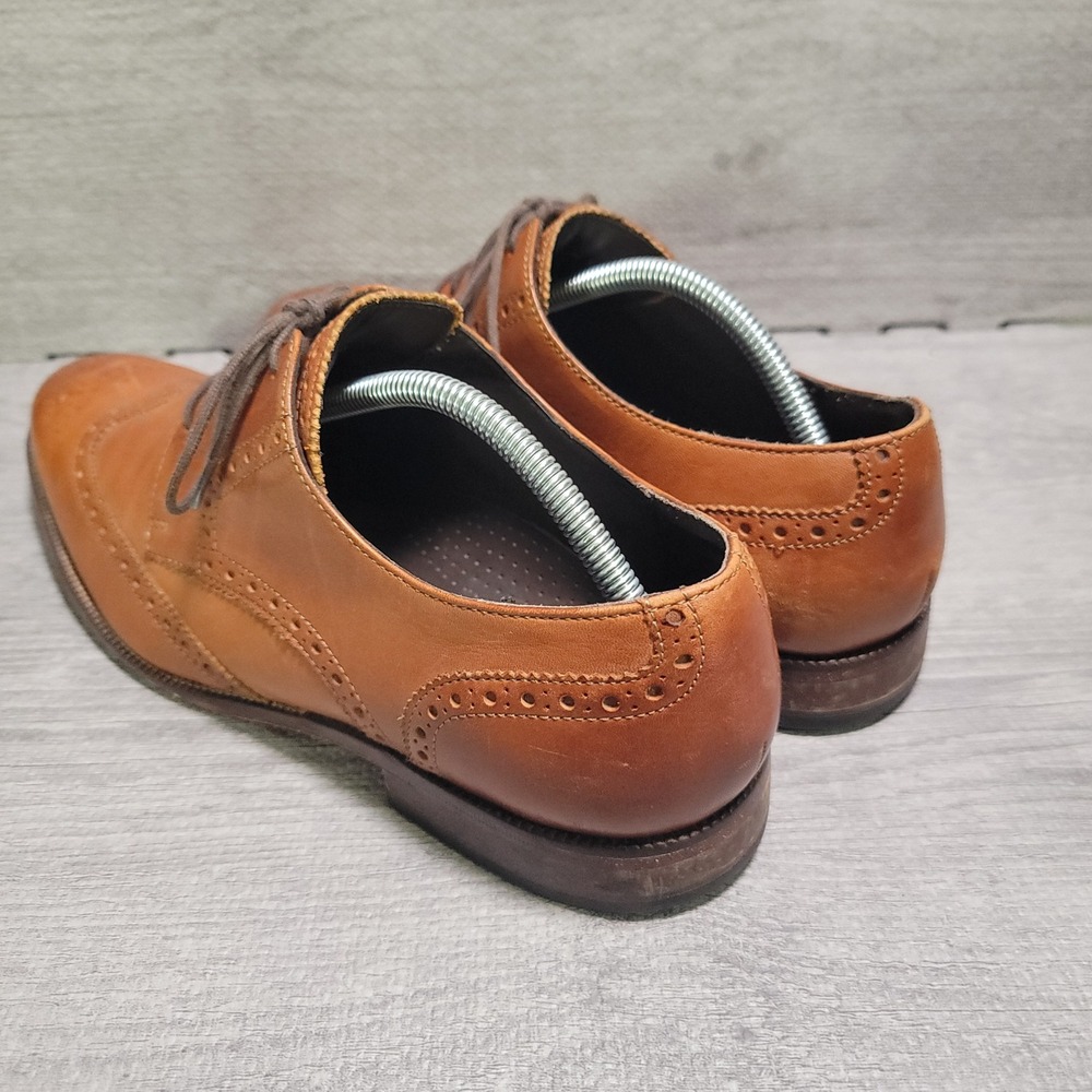 Cole Haan C24116 Wingtip Oxford Mens 11 M British Tan Leather Brogue Dress Shoes - Picture 4 of 11